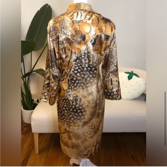 Roberto Cavalli S/S 2004 Feather Print Silk Shirt Dress - Picture 4 of 11